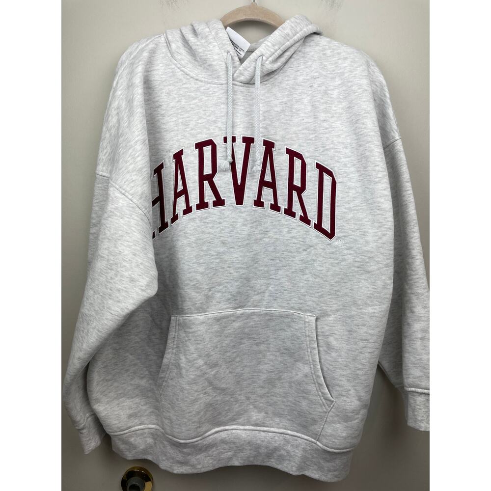 Harvard Gray Embroidered Hoodie Sz M